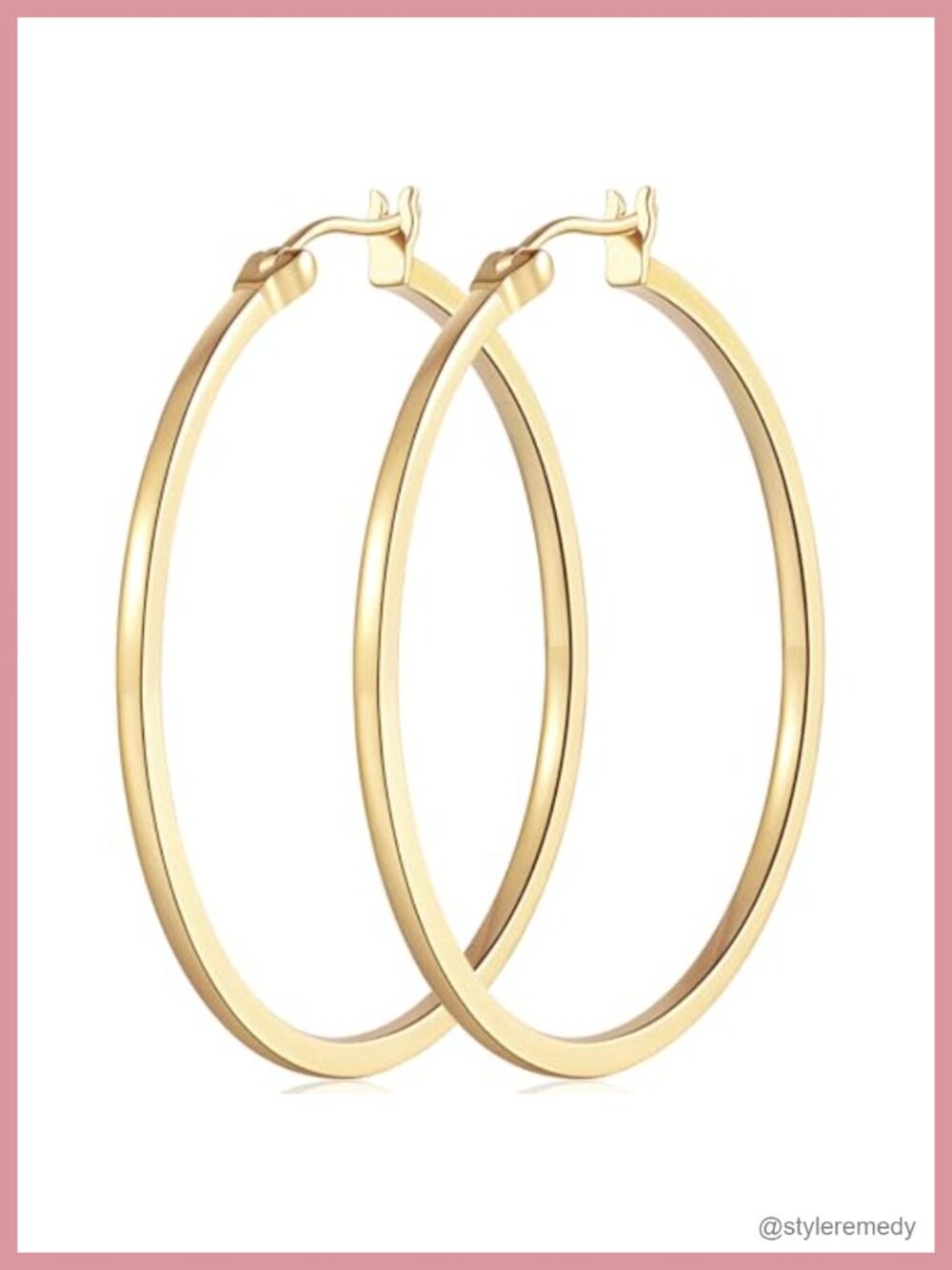 14K Gold Plated Hoop Earrings for Women Hypoallergenic Lever Back 40mm
